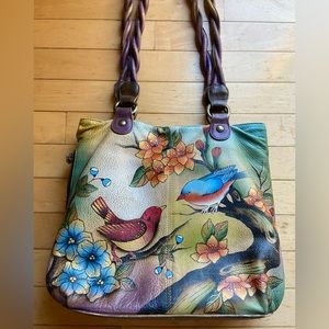 Anuschka Artisan Hand-Painted Leather Shoulder Bag